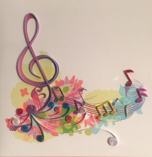 Greeting Card Quilled Colourful Treble Clef