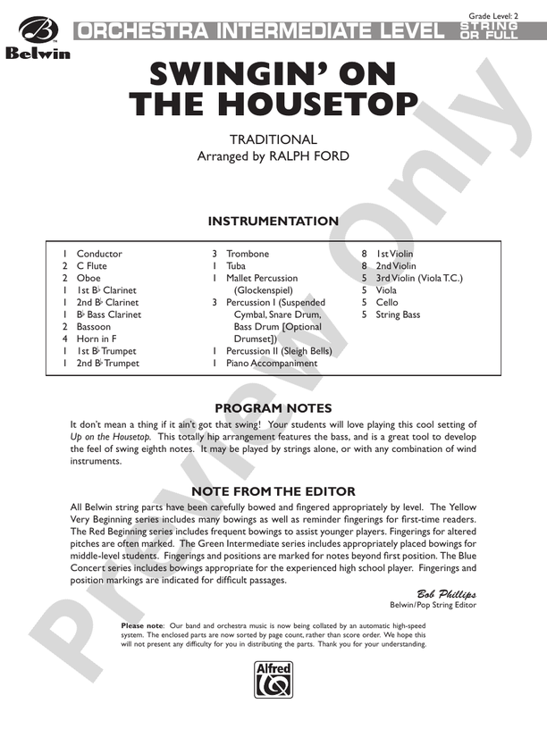 Swingin' on the Housetop – Full Orchestra Conductor Score & Parts (Digital Download)