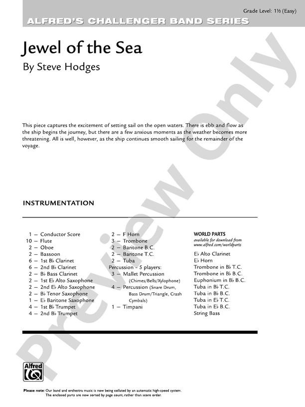 Jewel of the Sea - Concert Band Conductor Score & Parts (Digital Download)