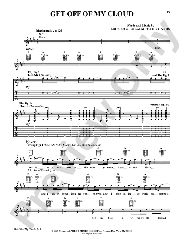 Get Off of My Cloud - Guitar TAB (Digital Download)