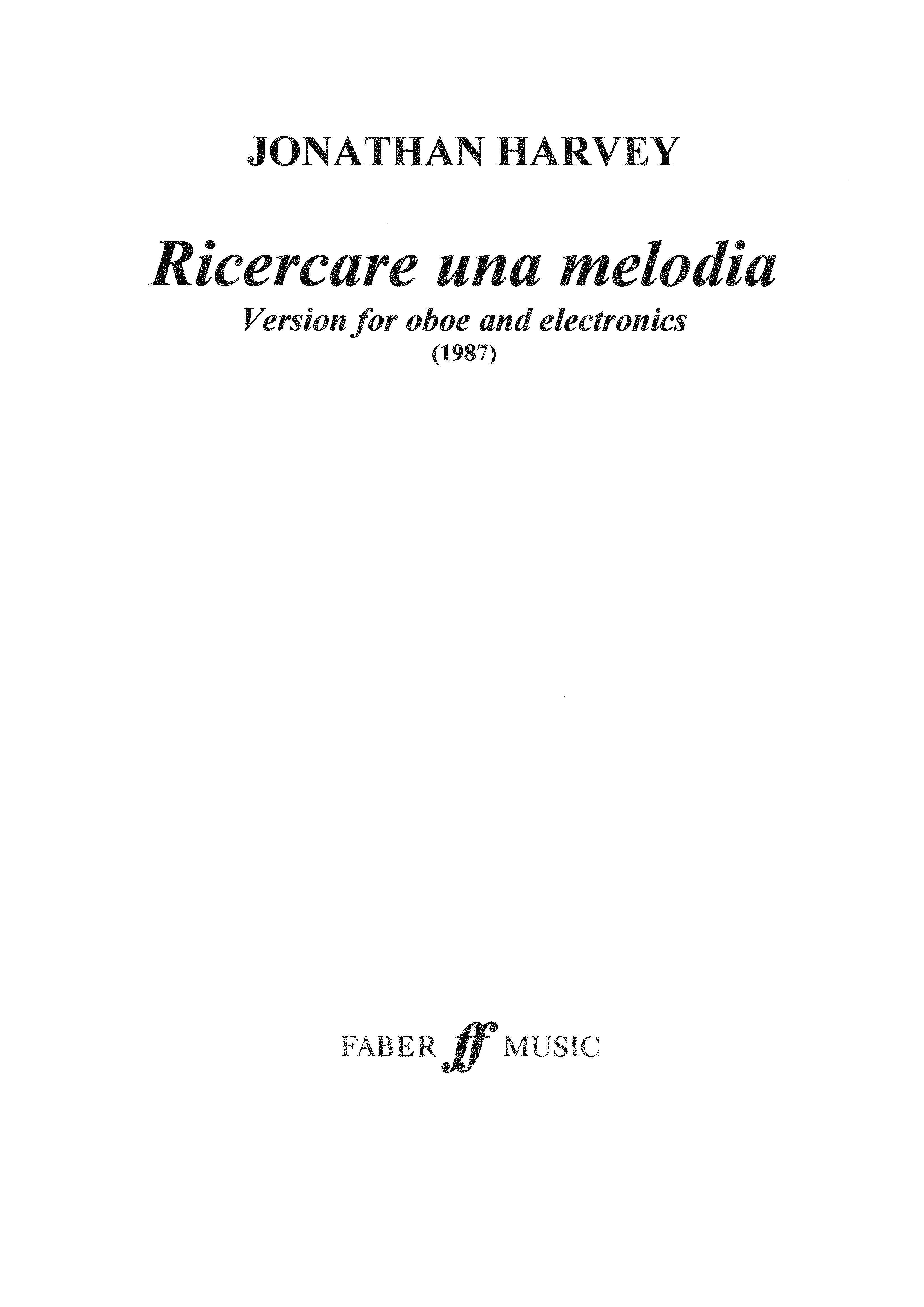 Ricercare una melodia (oboe) - Jonathan Harvey - Oboe (Digital Download)