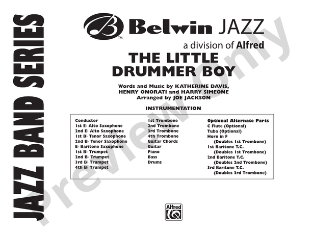 The Little Drummer Boy (Arr. Joe Jackson) - Jazz Ensemble Conductor Score & Parts (Digital Download)