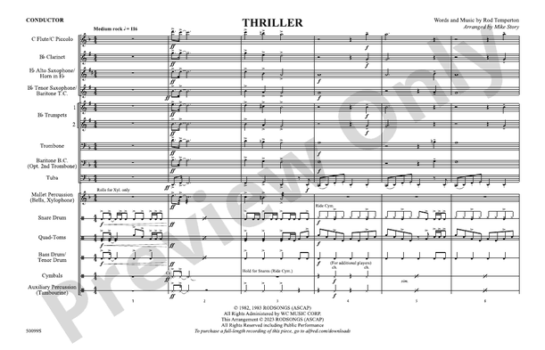 Thriller – Marching Band Conductor Score & Parts (Digital Download)