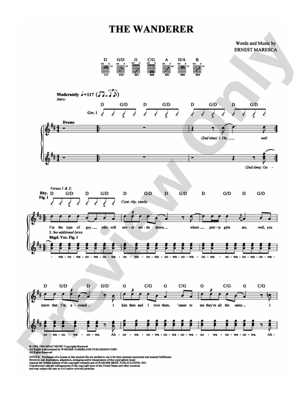 The Wanderer - Easy Guitar (Digital Download)