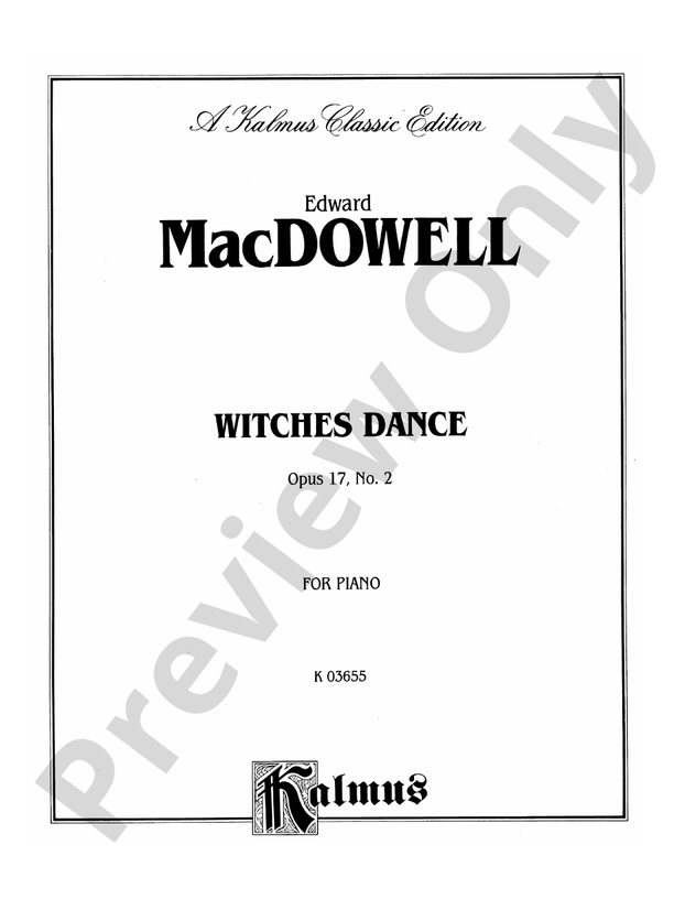 MacDowell - Witches Dance, Op. 17, No. 2 - Piano Solo (Digital Download)
