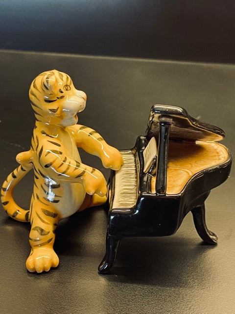 Tiger Playing the Piano Porcelain Figurine