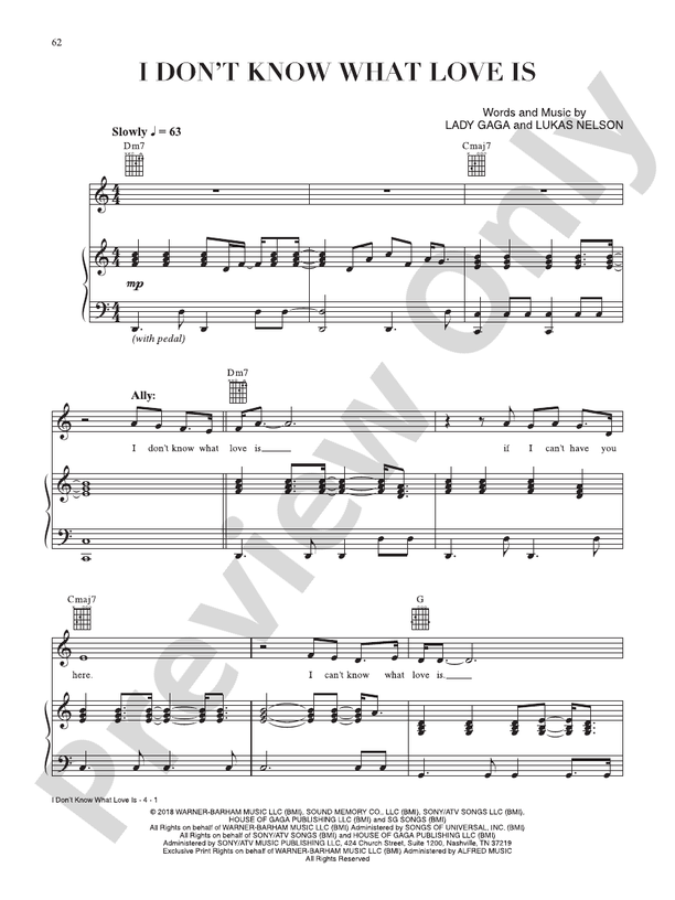 I Don't Know What Love Is (from A Star Is Born) - PVG (Digital Download)