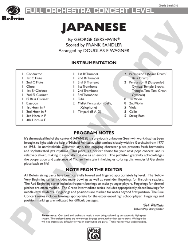 Japanese - Full Orchestra Conductor Score & Parts (Digital Download)