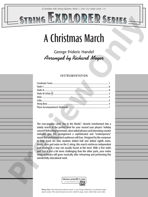 A Christmas March – String Orchestra Conductor Score & Parts (Digital Download)