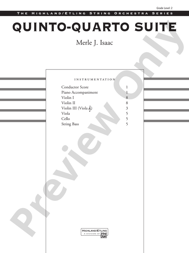 Quinto-Quarto Suite – String Orchestra Conductor Score & Parts (Digital Download)