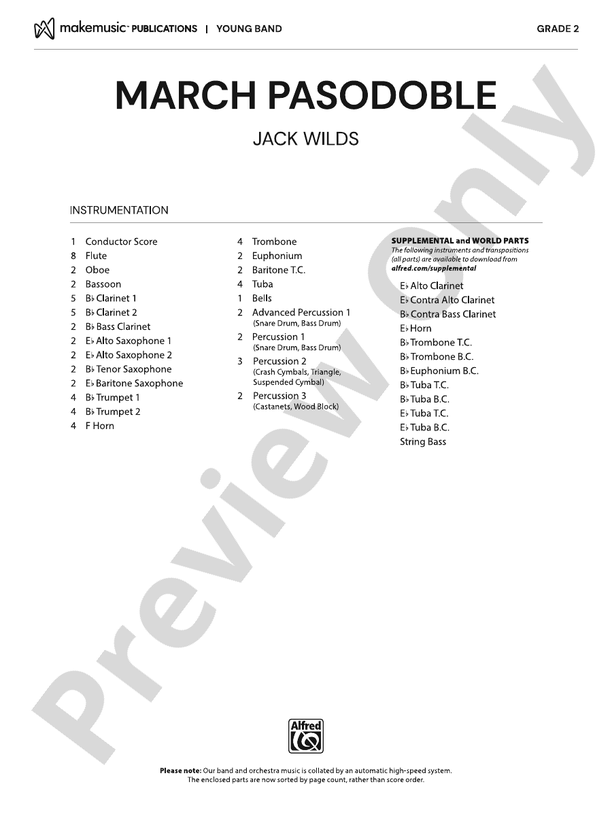 March Pasodoble - Concert Band Conductor Score & Parts(Digital Download)