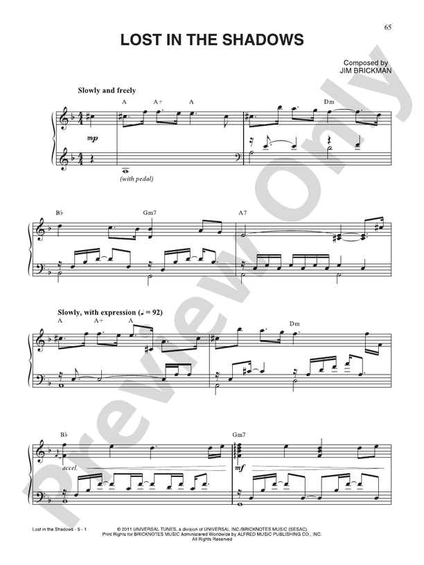 Lost in the Shadows - Piano (Digital Download)