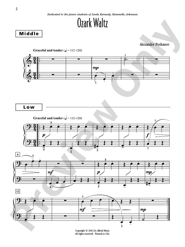 Ozark Waltz - 1 Piano, 6 Hands (Digital Download)