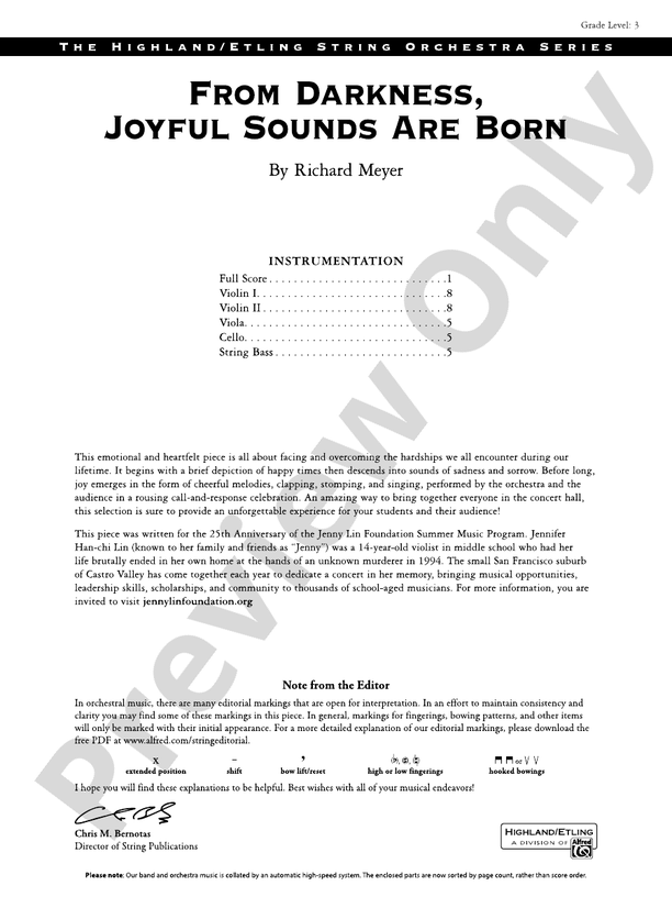 From Darkness, Joyful Sounds Are Born - String Orchestra Conductor Score & Parts (Digital Download)