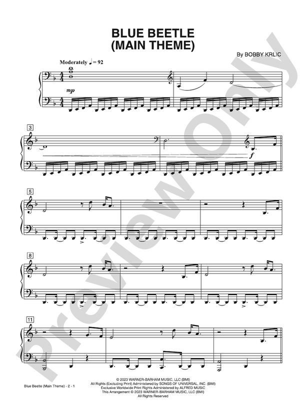 Blue Beetle (Main Theme) - Piano (Digital Download)