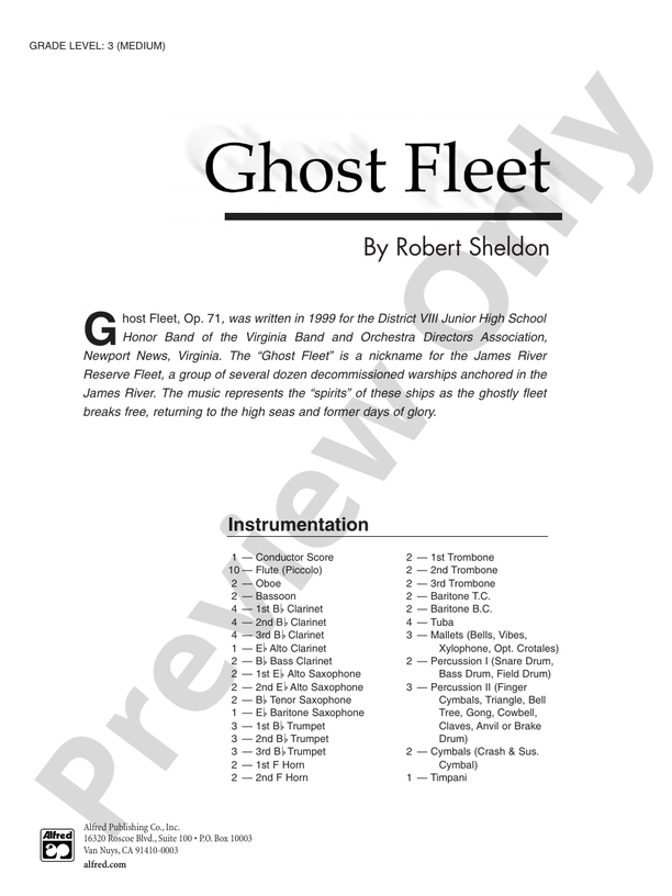 Ghost Fleet - Concert Band Conductor Score & Parts (Digital Download)
