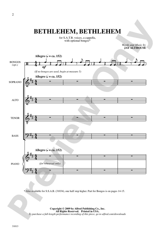 Bethlehem, Bethlehem – SATB a cappella Choral Octavo (Digital Download)