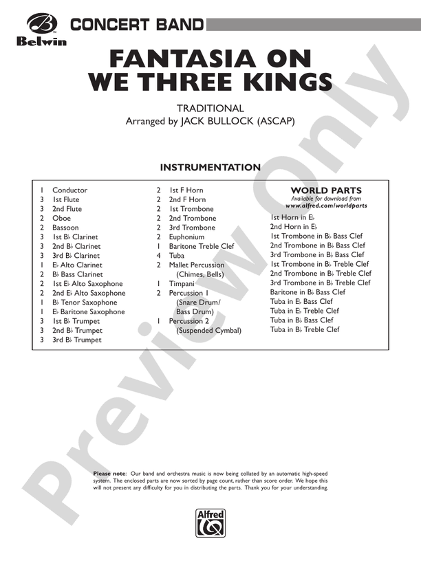 Fantasia on We Three Kings - Concert Band Conductor Score & Parts (Digital Download)