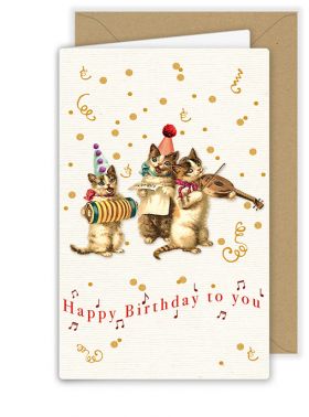 Greeting Card - Happy Birthday to You Vintage Kittens