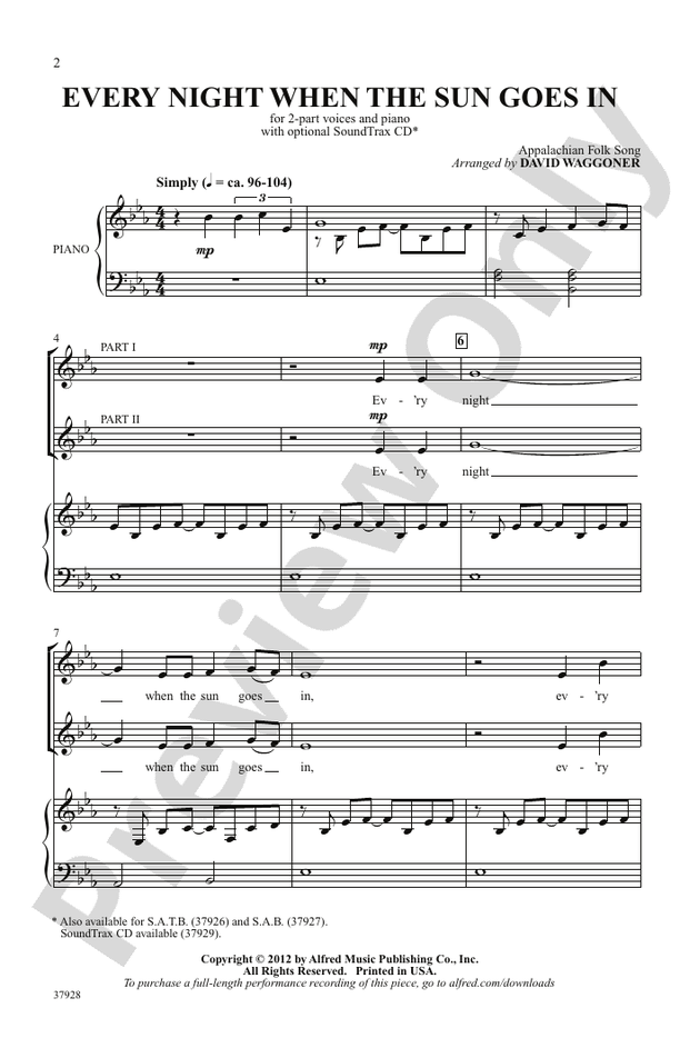 Every Night When the Sun Goes In – 2-Part Choral Octavo (Digital Download)