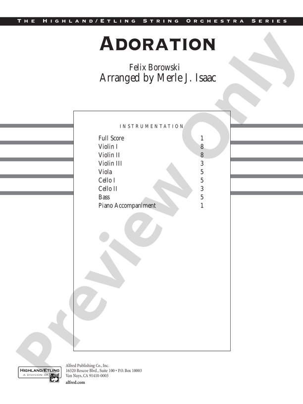 Adoration – String Orchestra Conductor Score & Parts (Digital Download)