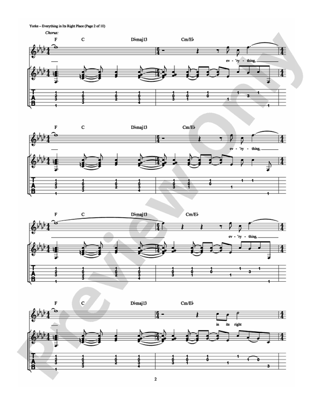 Everything in Its Right Place - Guitar TAB (Digital Download)