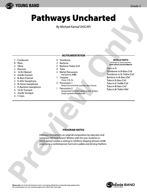 Pathways Uncharted - Concert Band Conductor Score & Parts (Digital Download)