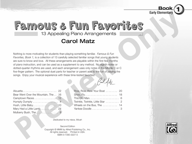 Famous & Fun Favorites, Book 1: 13 Appealing Piano Arrangements - Piano (Digital Download)