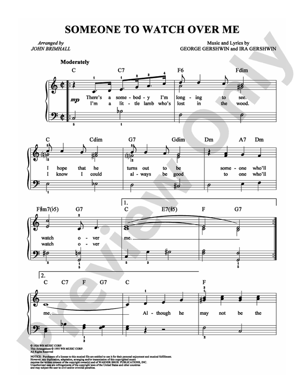 Someone to Watch Over Me - Arr. John Brimhall - Easy Piano (Digital Download)