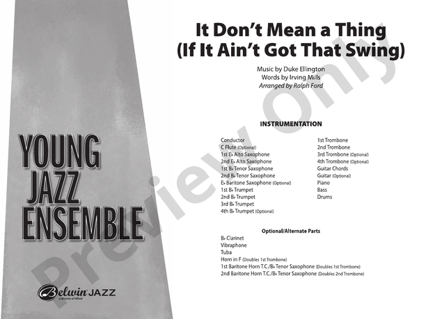 It Don't Mean a Thing (If It Ain't Got That Swing) Grade 2.5 – Jazz Ensemble Conductor Score & Parts (Digital Download)