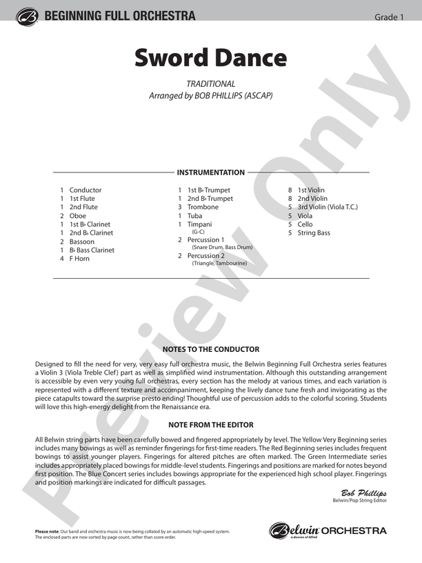 Sword Dance – Full Orchestra Conductor Score & Parts (Digital Download)