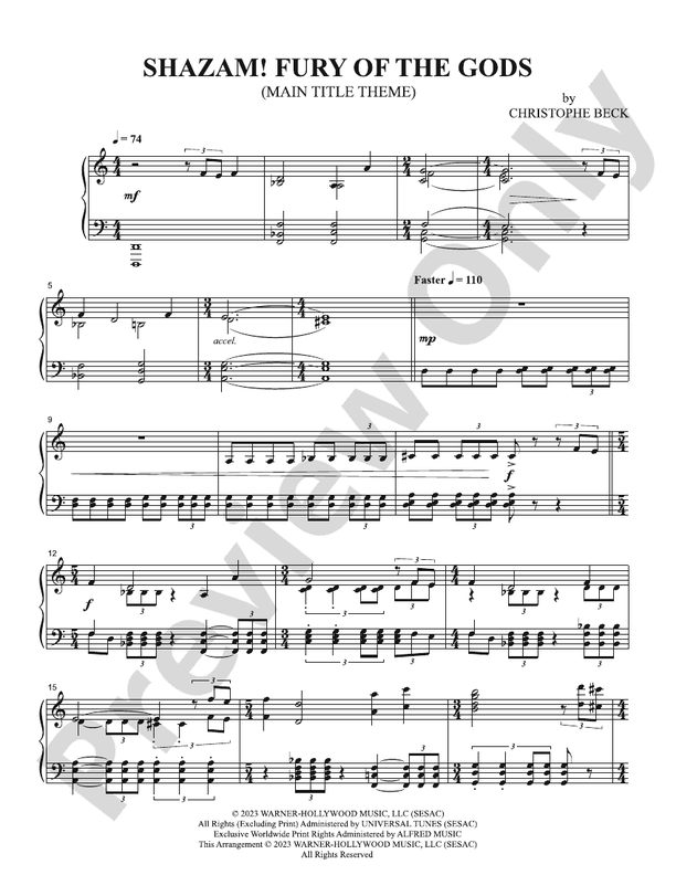 Shazam! Fury of the Gods (Main Title Theme) - Piano (Digital Download)