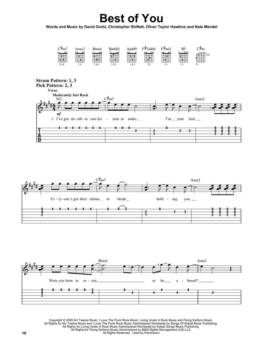 Foo Fighters - Easy Guitar Notes/Tablature Hal Leonard 130952
