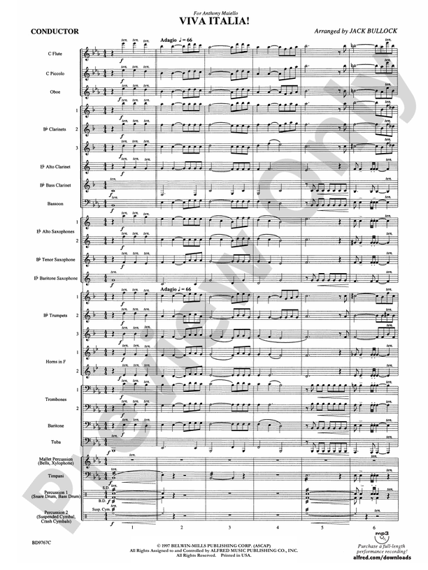 Viva Italia! (Grade 3) - Concert Band Conductor Score & Parts (Digital Download)