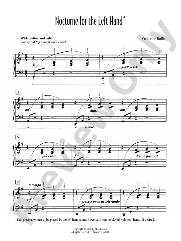 Nocturne for Left Hand - Piano Solo (Digital Download)