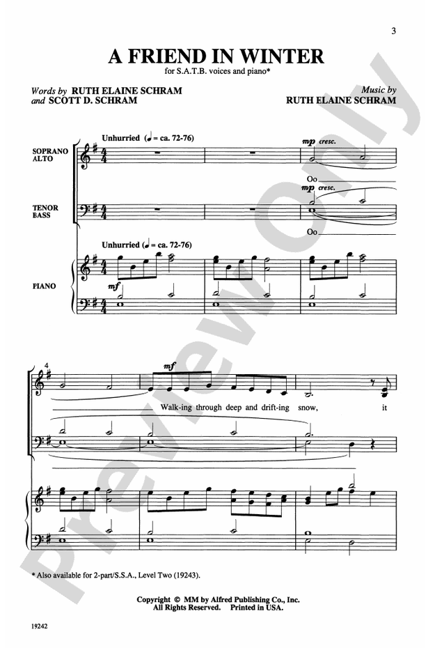 A Friend in Winter - SATB Choral Octavo (Digital Download)