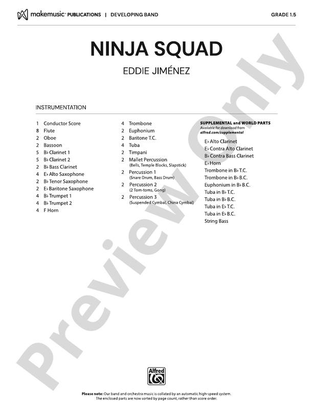 Ninja Squad - Concert Band Conductor Score & Parts(Digital Download)