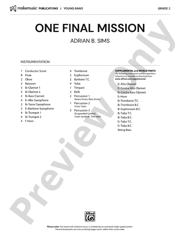 One Final Mission – Concert Band Conductor Score & Parts (Digital Download)