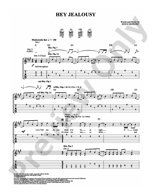Hey Jealousy - Easy Guitar (Digital Download)