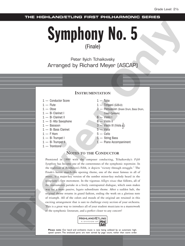 Symphony No. 5 (Finale) – Ful Orchestra Conductor Score & Parts (Digital Download)
