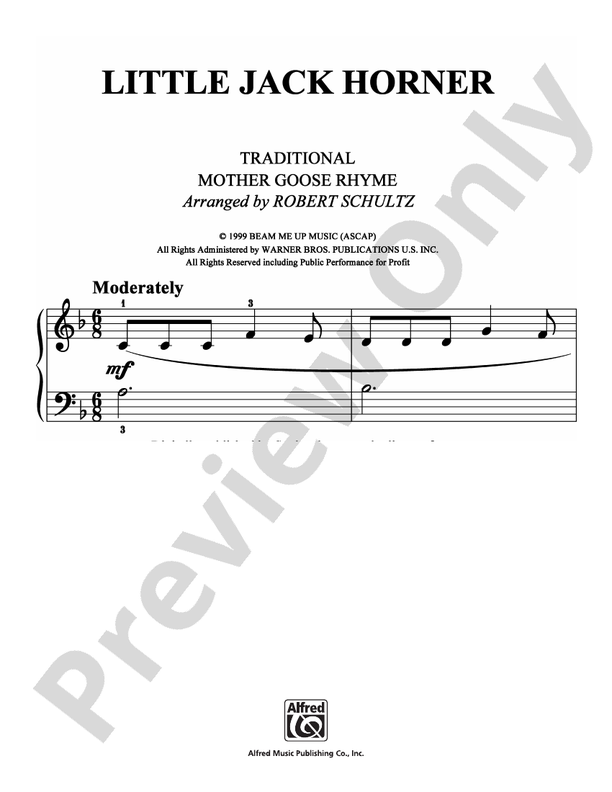 Little Jack Horner - Arr. Robert Schultz - Easy Piano (Digital Download)