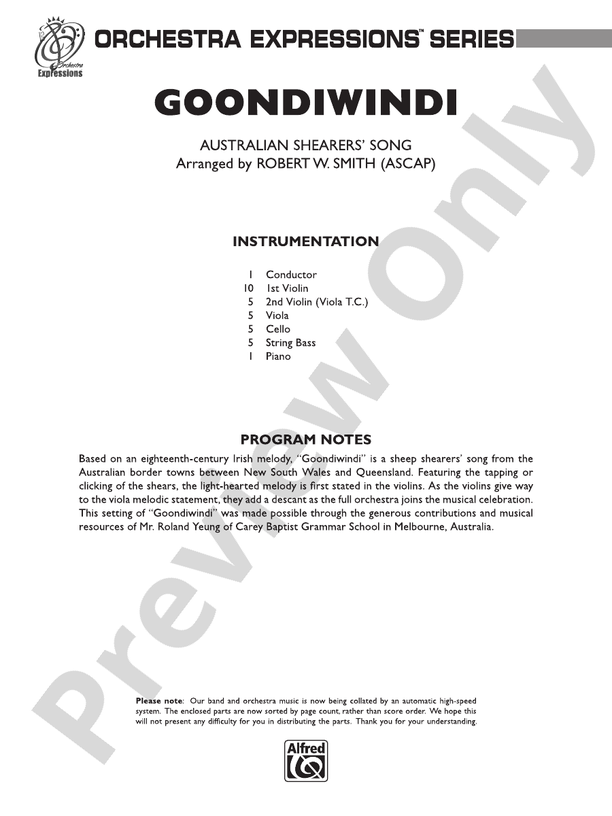 Goondiwindi – String Orchestra Conductor Score & Parts (Digital Download)