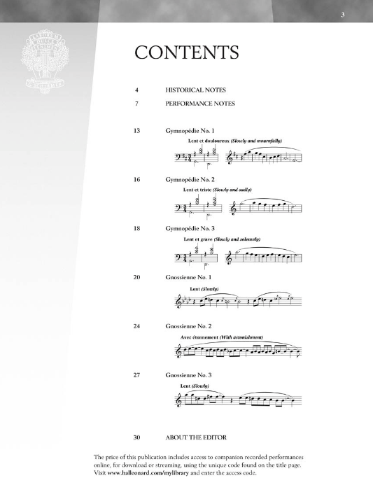 Satie - Gymnopedies & Gnossiennes - Piano/Audio Access Online Schirmer 296833