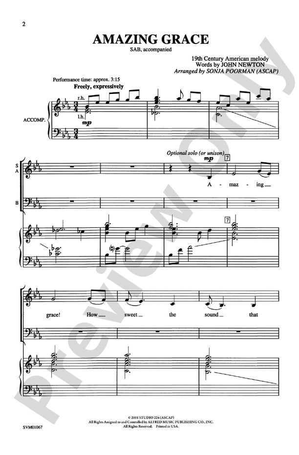 Amazing Grace - SAB Choral Octavo (Digital Download)