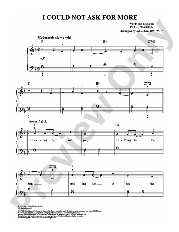 I Could Not Ask For More - Arr. Richard Bradley - Easy Piano (Digital Download)
