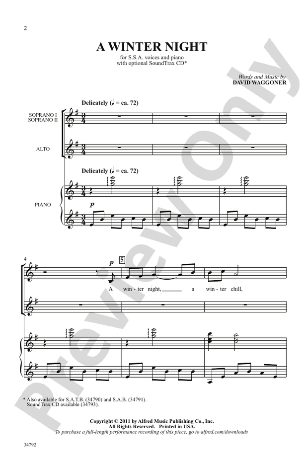 A Winter Night - SSA Choral Octavo (Digital Download)
