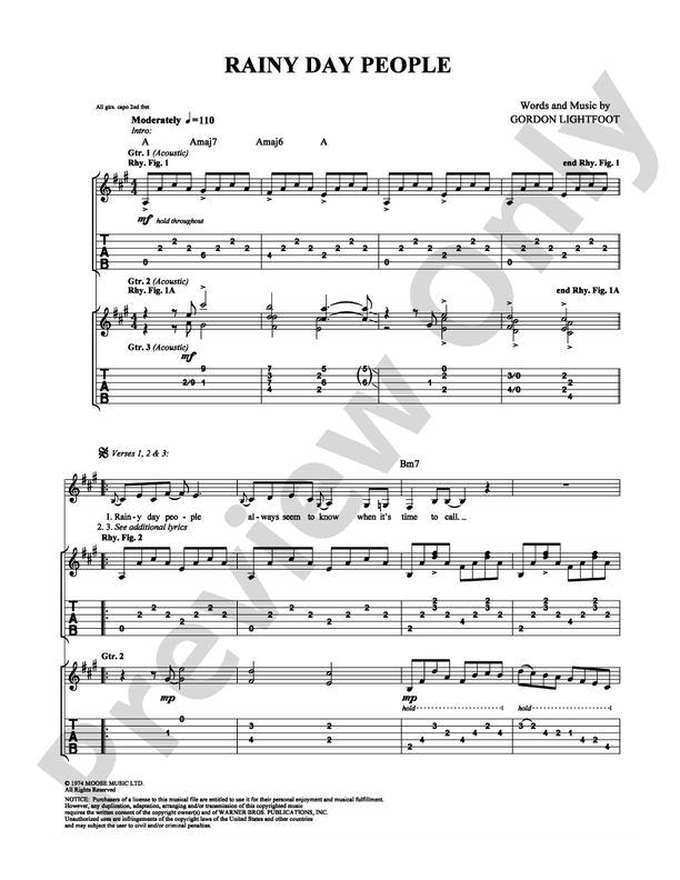 Rainy Day People - Guitar TAB (Digital Download)