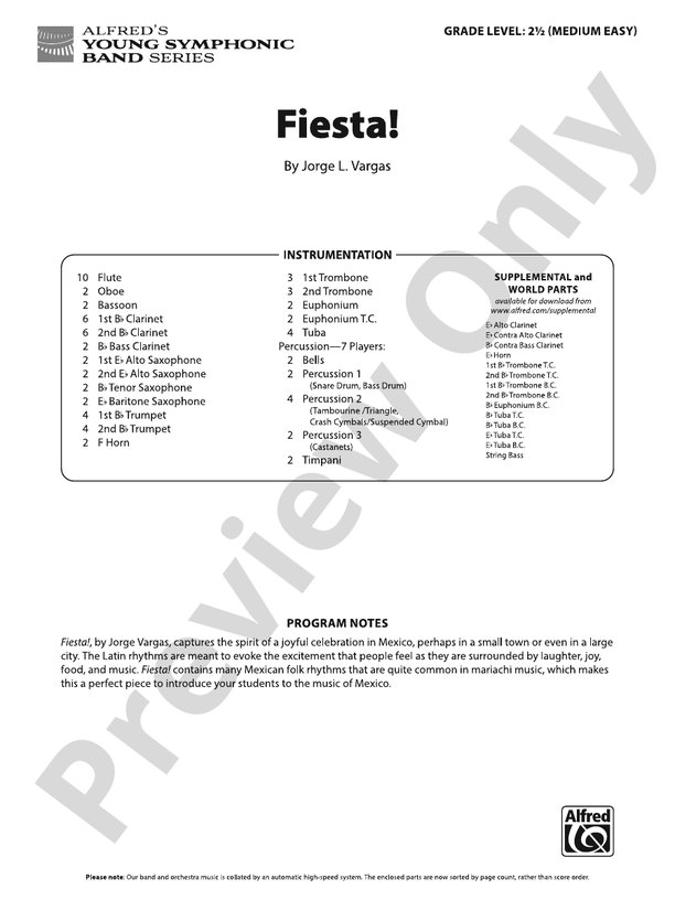 Fiesta! - Concert Band Conductor Score & Parts (Digital Download)