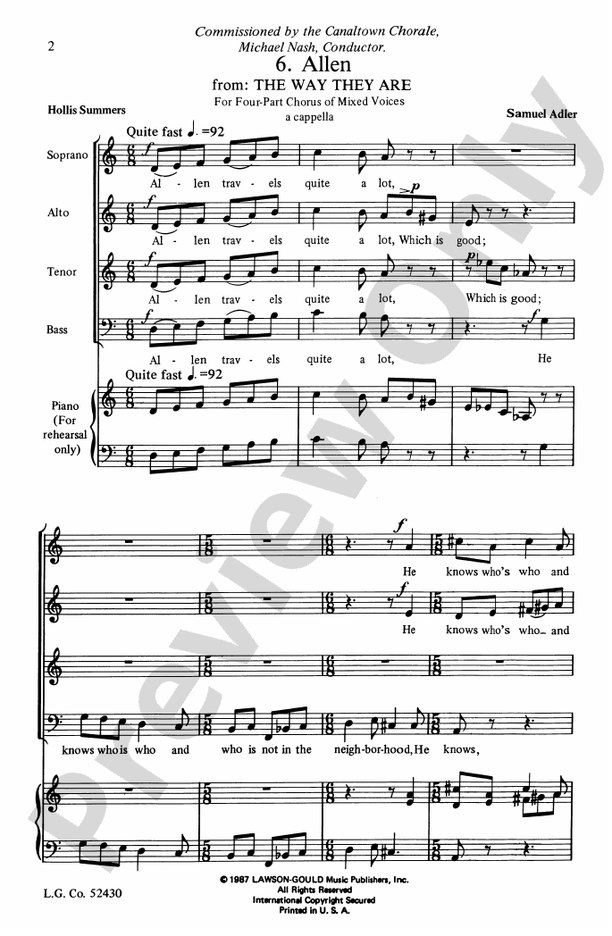 Allen (from The Way They Are) - SATB Choral Octavo (Digital Download)