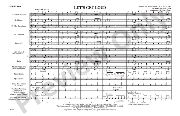 Let's Get Loud – Marching Band Conductor Score & Parts (Digital Download)